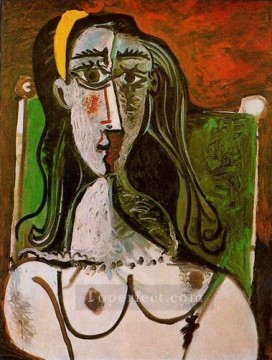  1960 Oil Painting - Buste de femme assise 1960 Cubism